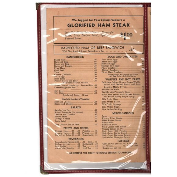 Vintage Restaurant Menu The Ham Steak Portland Oregon Kitchen Decor Collectible - Picture 3 of 7